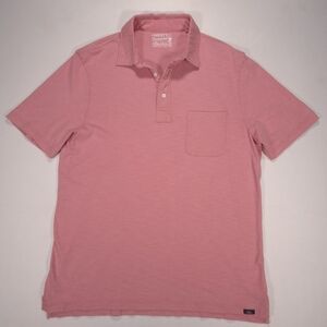 Faherty Sunwashed Polo Shirt Mens Large Organic Cotton Pink Short Sleeve EUC!